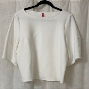 SPANX Airessentials White Women's Crop Bubble Sleeve Top